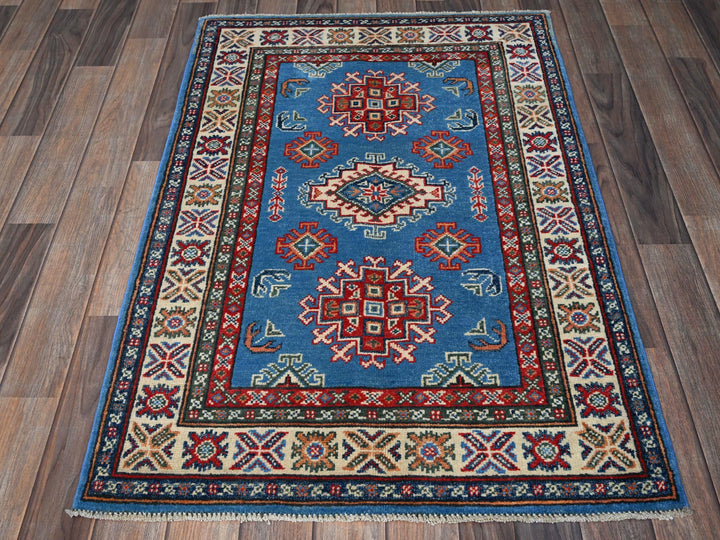 2'9" x 4'1" New Hand Knotted Blue Wool Rectangle Oriental Rug - MOA102399