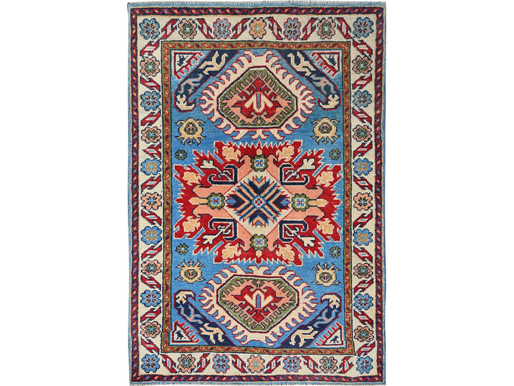 2'8" x 3'11" New Hand Knotted Blue Wool Rectangle Oriental Rug - MOA102400