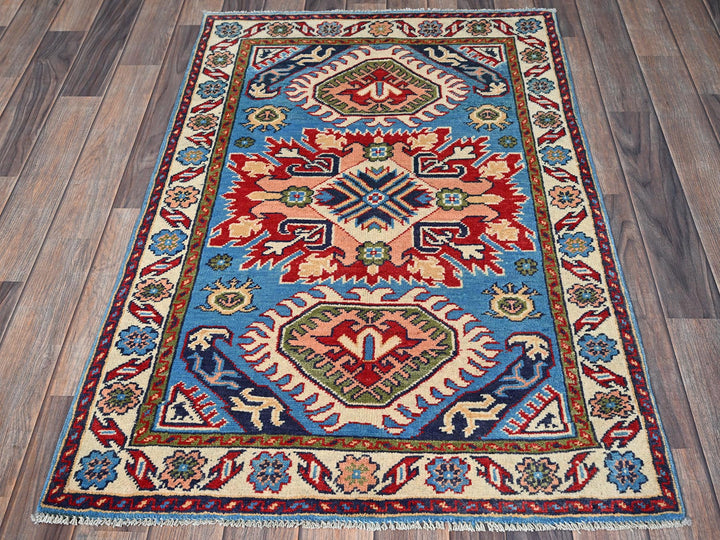 2'8" x 3'11" New Hand Knotted Blue Wool Rectangle Oriental Rug - MOA102400