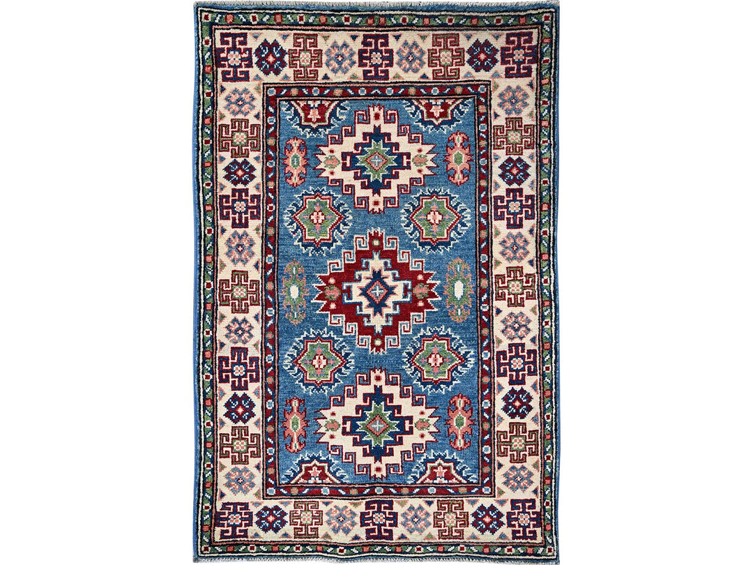 2'8" x 4'1" New Hand Knotted Blue Wool Rectangle Oriental Rug - MOA102401