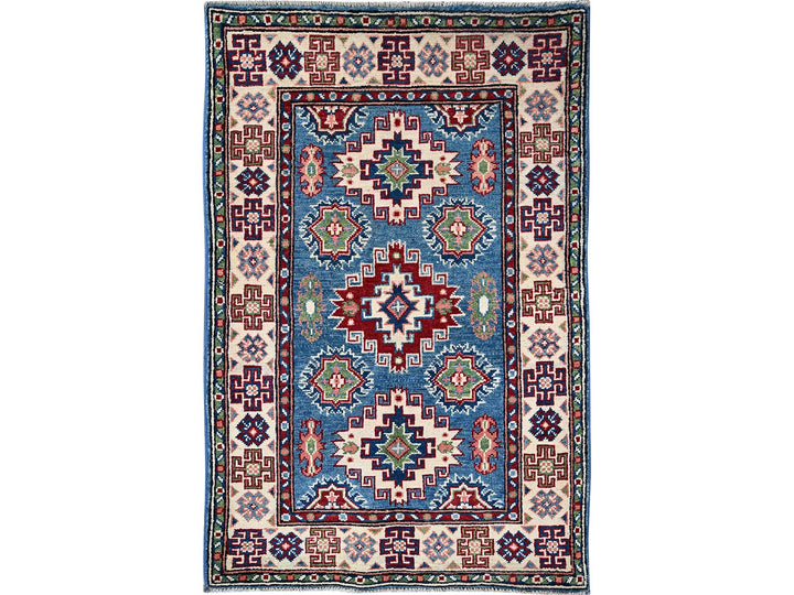 2'8" x 4'1" New Hand Knotted Blue Wool Rectangle Oriental Rug - MOA102401