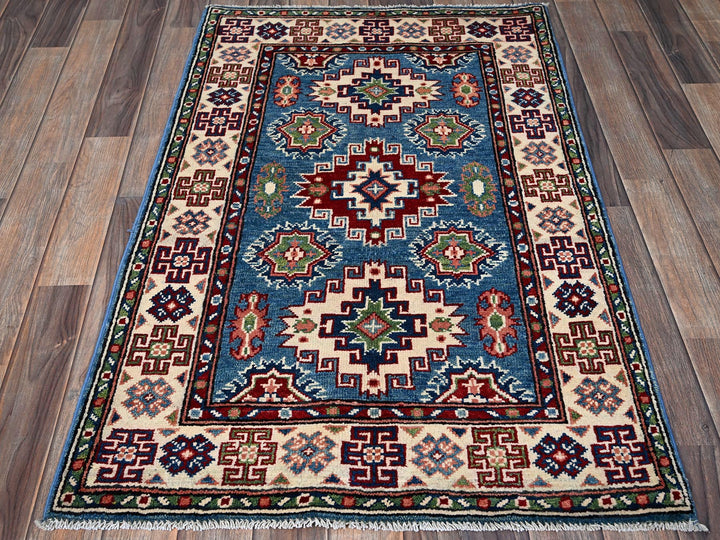2'8" x 4'1" New Hand Knotted Blue Wool Rectangle Oriental Rug - MOA102401