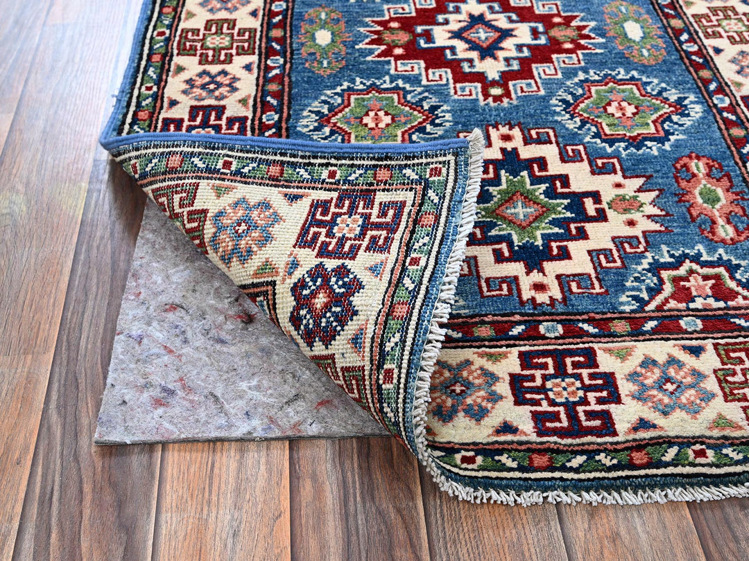 2'8" x 4'1" New Hand Knotted Blue Wool Rectangle Oriental Rug - MOA102401
