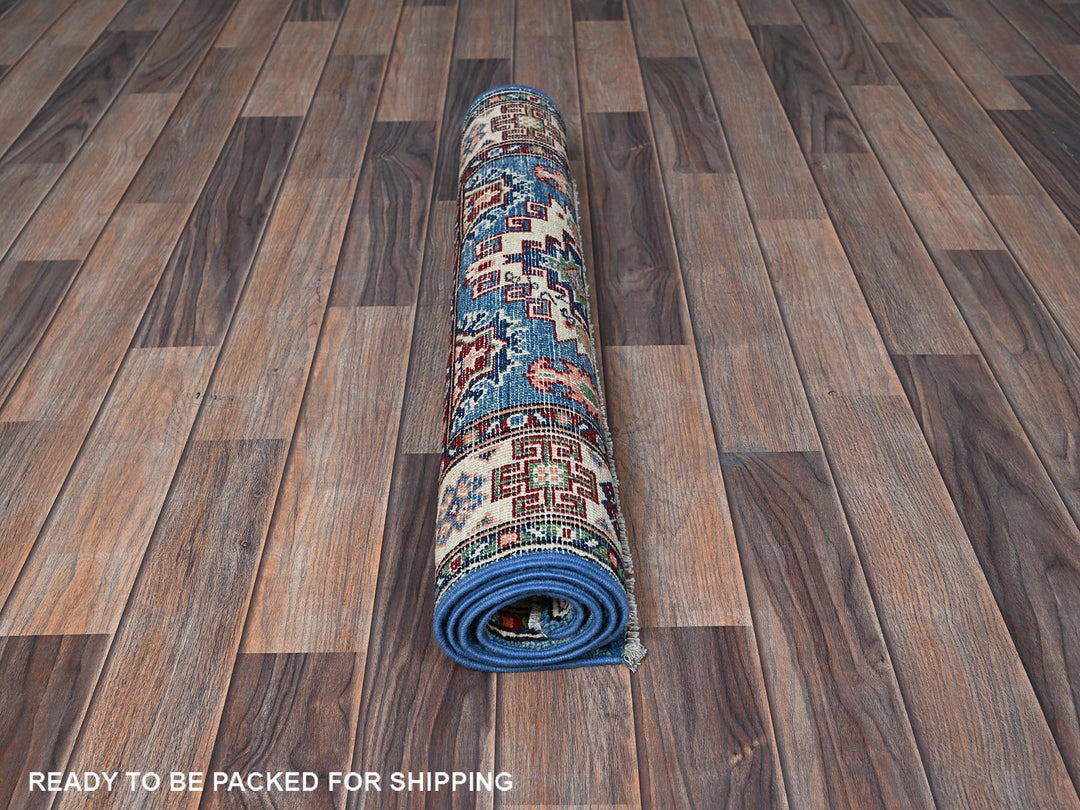 2'8" x 4'1" New Hand Knotted Blue Wool Rectangle Oriental Rug - MOA102401