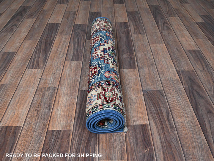 2'8" x 4'1" New Hand Knotted Blue Wool Rectangle Oriental Rug - MOA102401