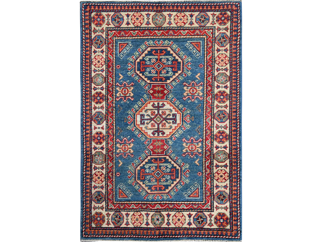 2'8" x 3'11" New Hand Knotted Blue Wool Rectangle Oriental Rug - MOA102402