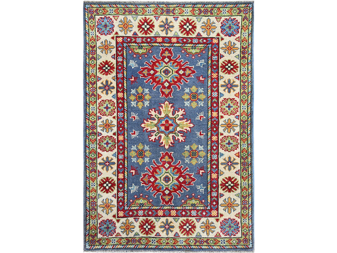 2'9" x 4'1" New Hand Knotted Blue Wool Rectangle Oriental Rug - MOA102404