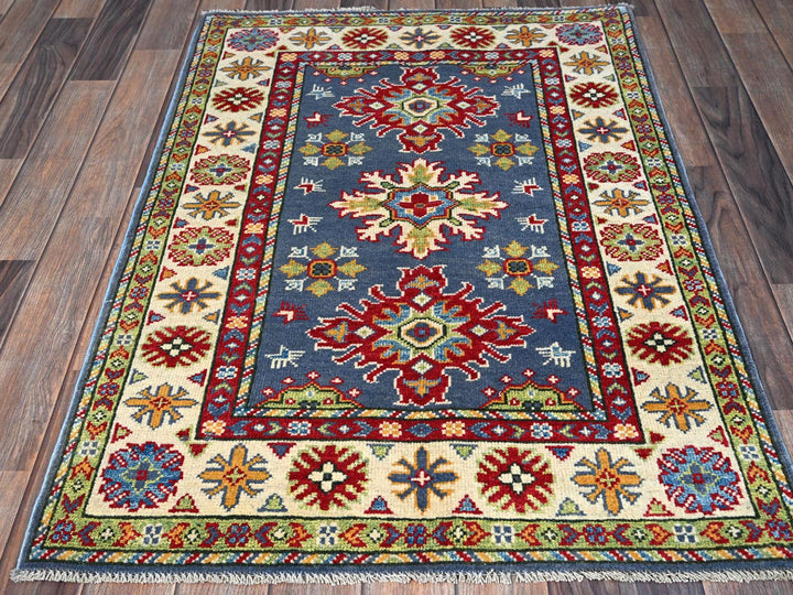 2'9" x 4'1" New Hand Knotted Blue Wool Rectangle Oriental Rug - MOA102404