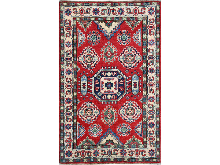 2'6" x 4'0" New Hand Knotted Red Wool Rectangle Oriental Rug - MOA102406