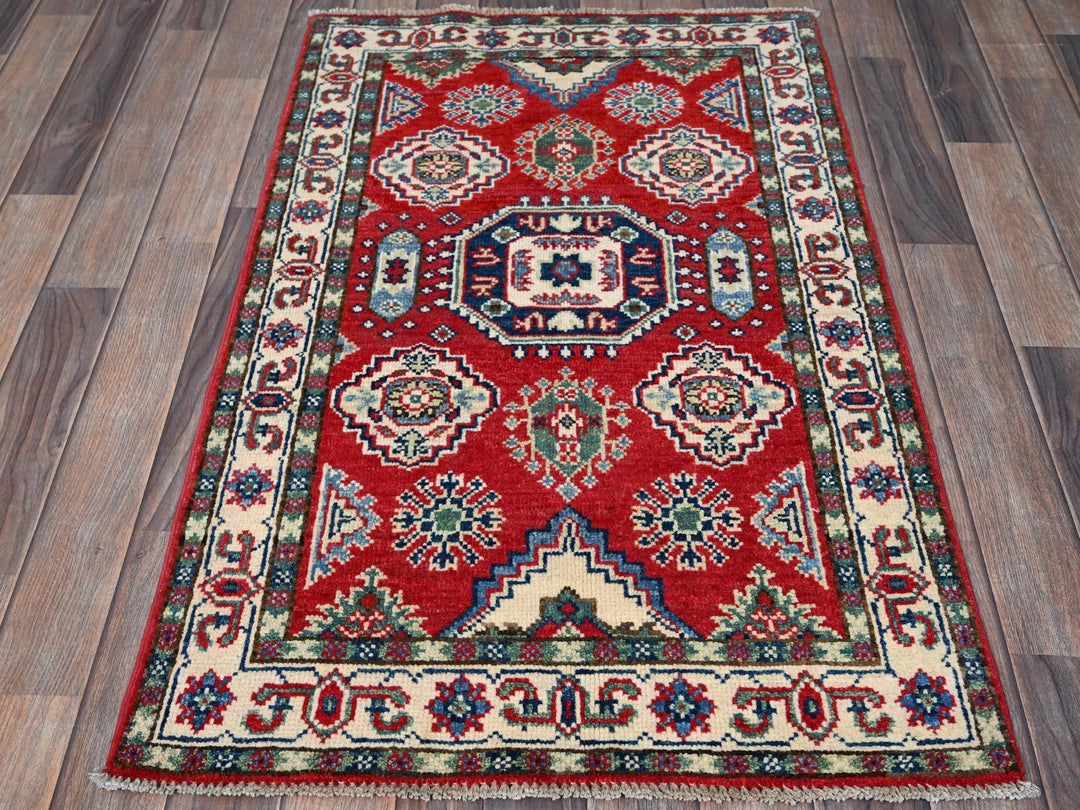 2'6" x 4'0" New Hand Knotted Red Wool Rectangle Oriental Rug - MOA102406