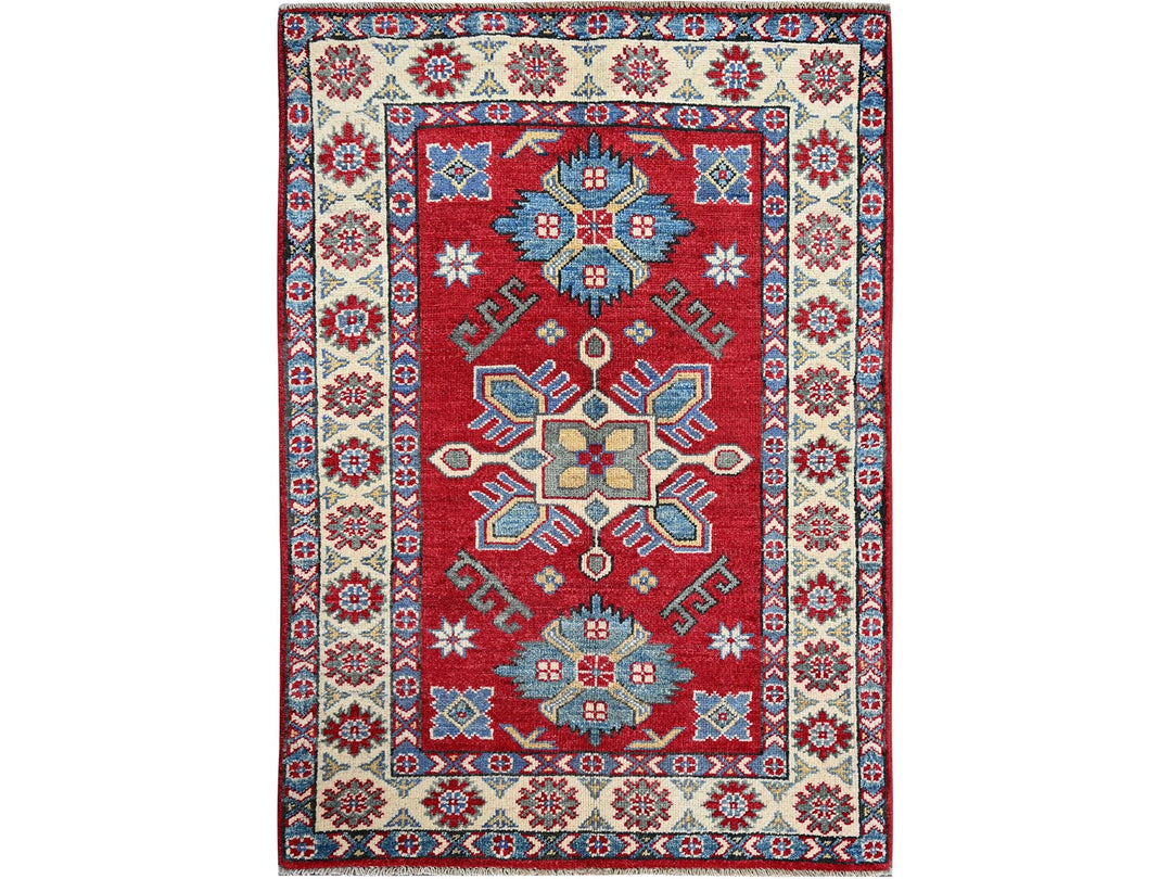 2'9" x 3'11" New Hand Knotted Red Wool Rectangle Oriental Rug - MOA102407