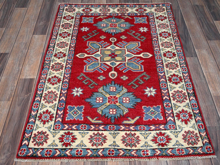 2'9" x 3'11" New Hand Knotted Red Wool Rectangle Oriental Rug - MOA102407