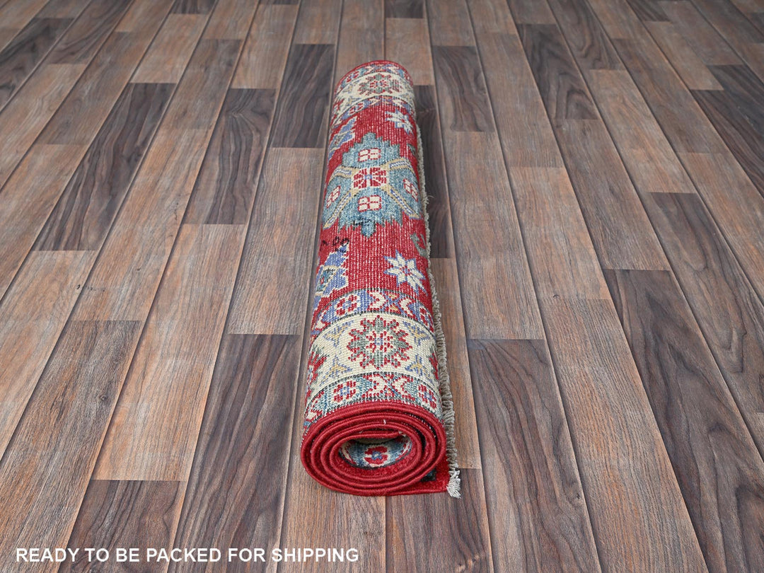 2'9" x 3'11" New Hand Knotted Red Wool Rectangle Oriental Rug - MOA102407