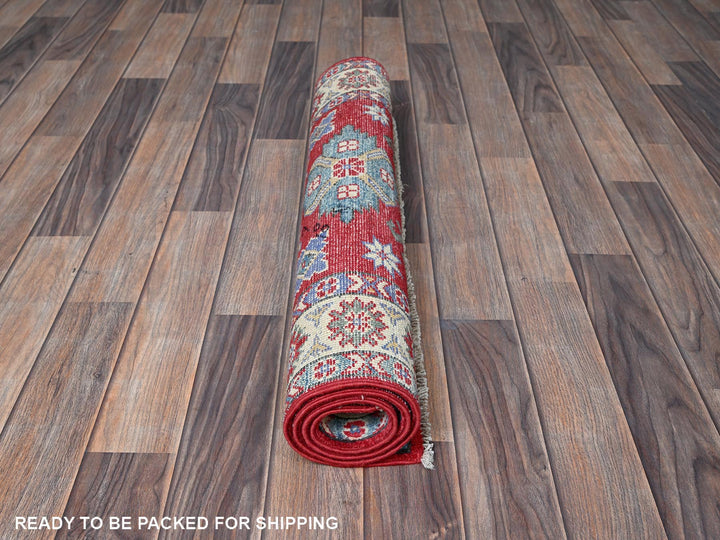 2'9" x 3'11" New Hand Knotted Red Wool Rectangle Oriental Rug - MOA102407