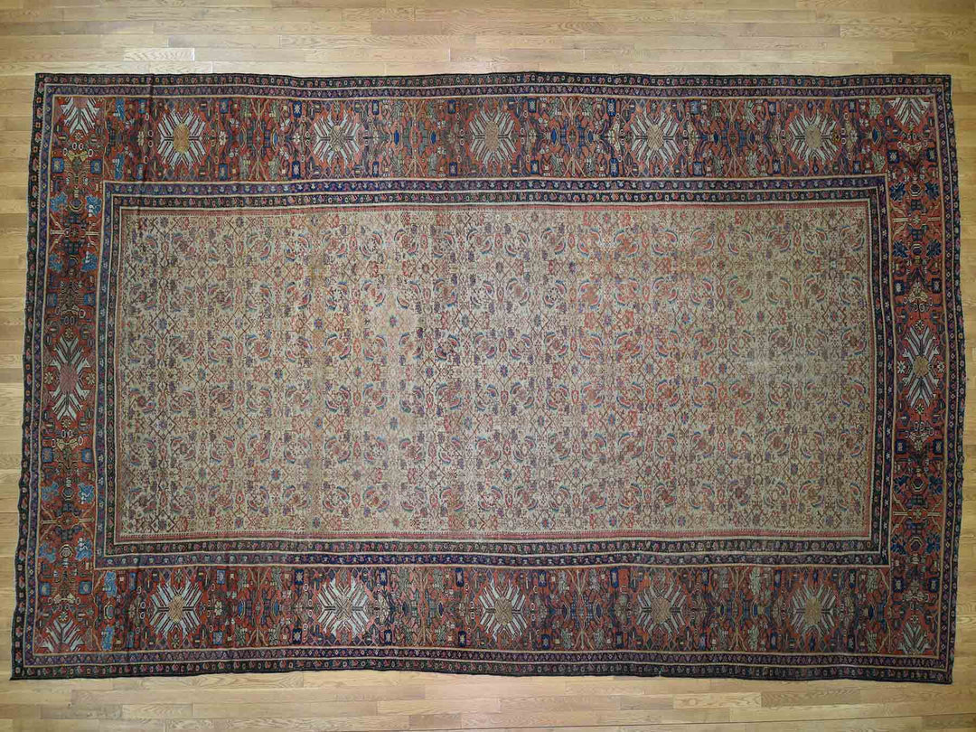12'0" x 18'3" Vintage Hand Knotted Beige Wool Rectangle Oriental Rug - MOA10240817