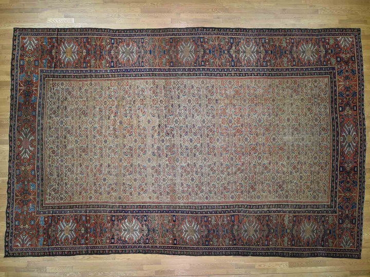 12'0" x 18'3" Vintage Hand Knotted Beige Wool Rectangle Oriental Rug - MOA10240817