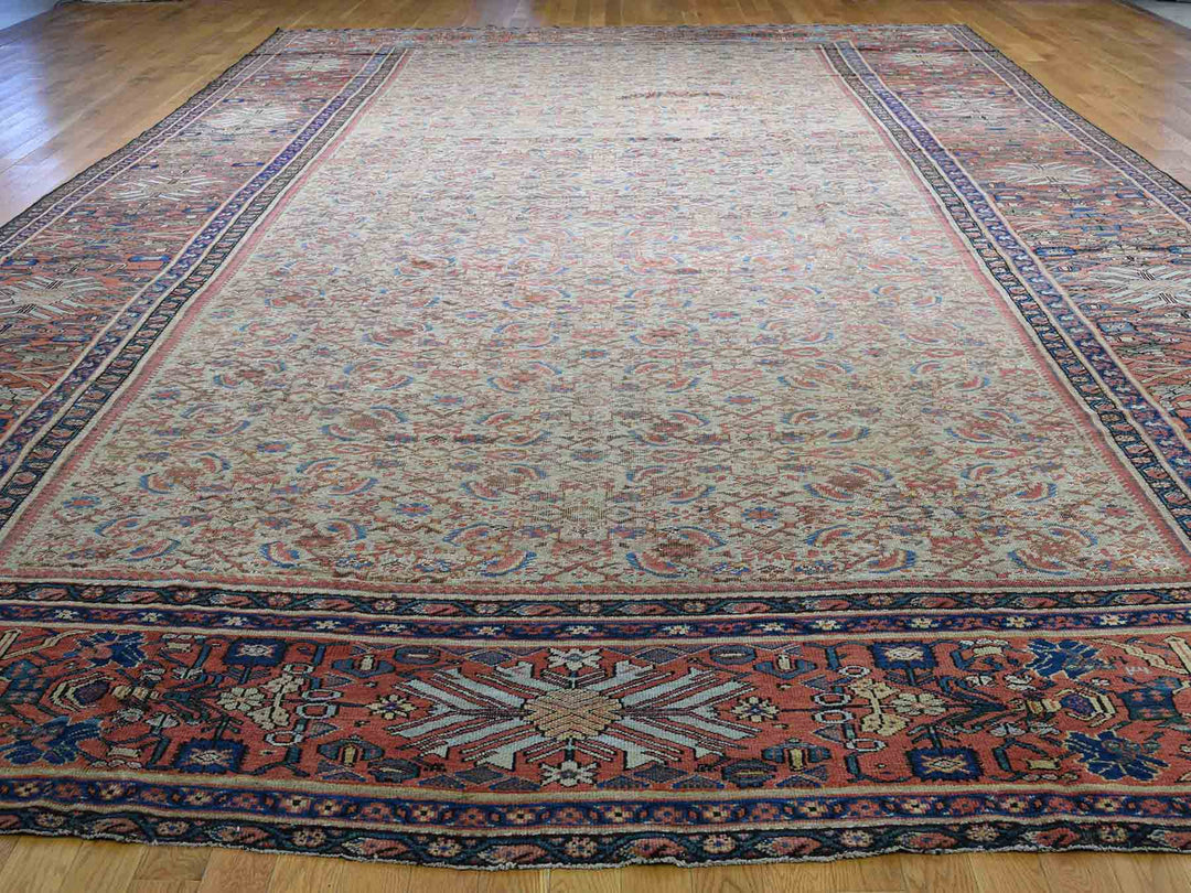 12'0" x 18'3" Vintage Hand Knotted Beige Wool Rectangle Oriental Rug - MOA10240817