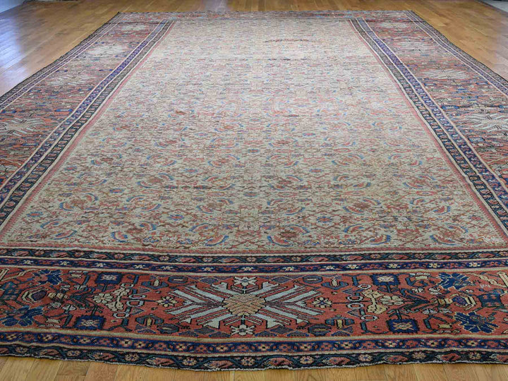 12'0" x 18'3" Vintage Hand Knotted Beige Wool Rectangle Oriental Rug - MOA10240817