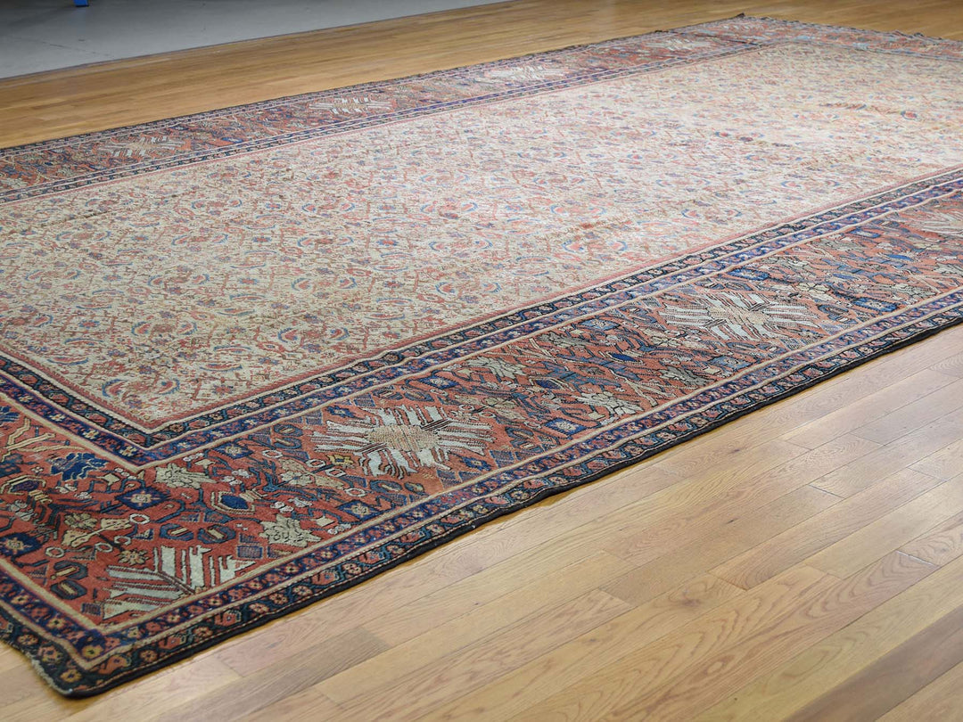 12'0" x 18'3" Vintage Hand Knotted Beige Wool Rectangle Oriental Rug - MOA10240817