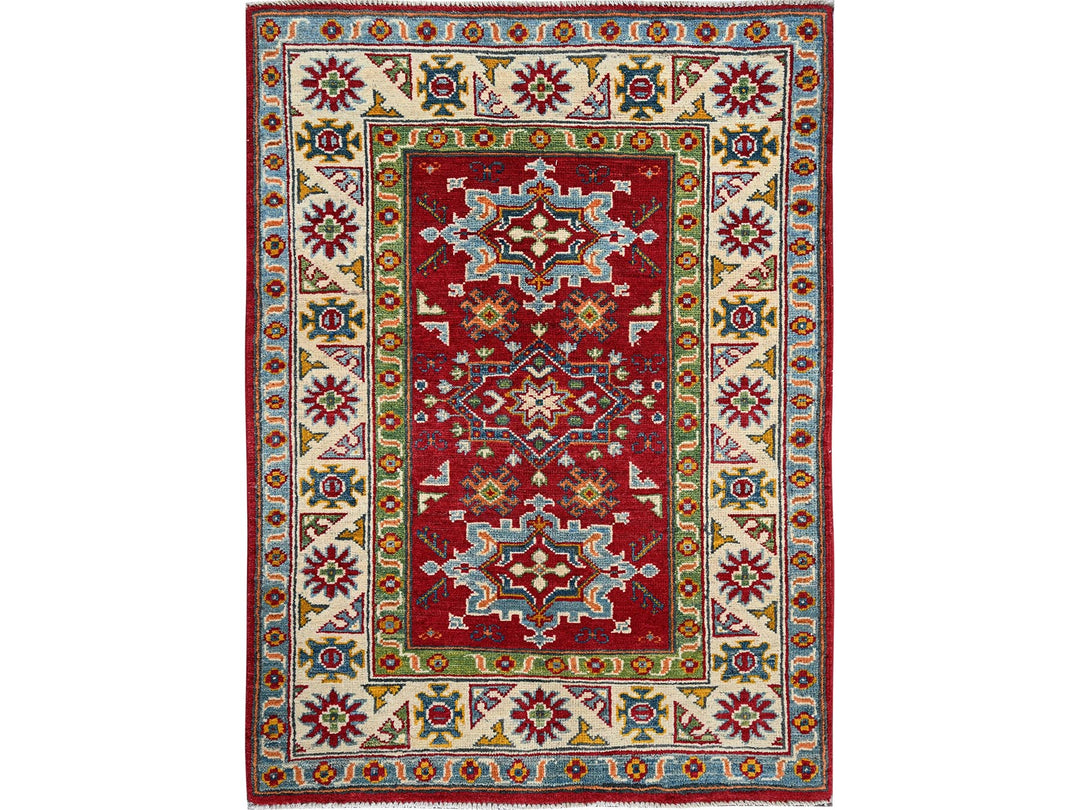 2'11" x 3'11" New Hand Knotted Red Wool Rectangle Oriental Rug - MOA102410