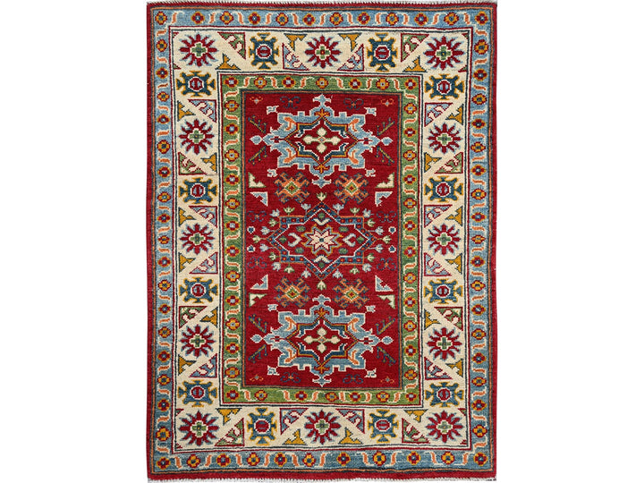 2'11" x 3'11" New Hand Knotted Red Wool Rectangle Oriental Rug - MOA102410