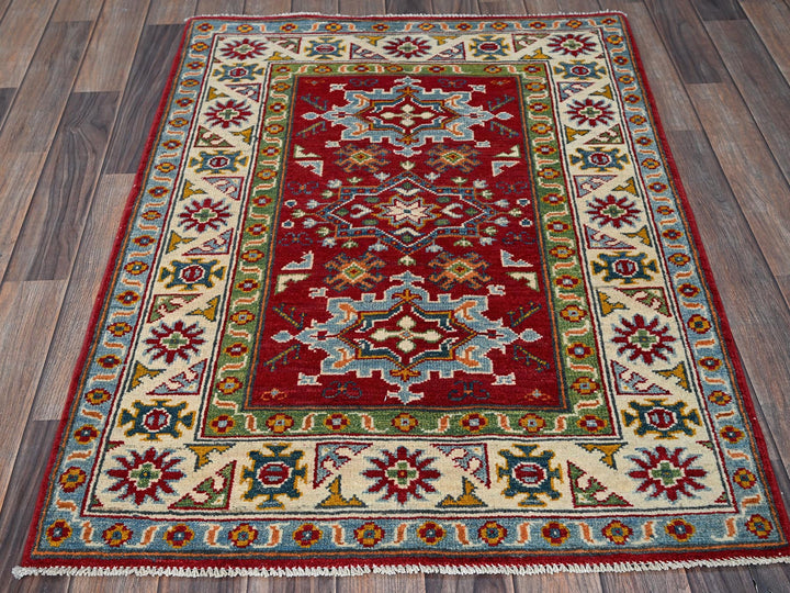 2'11" x 3'11" New Hand Knotted Red Wool Rectangle Oriental Rug - MOA102410