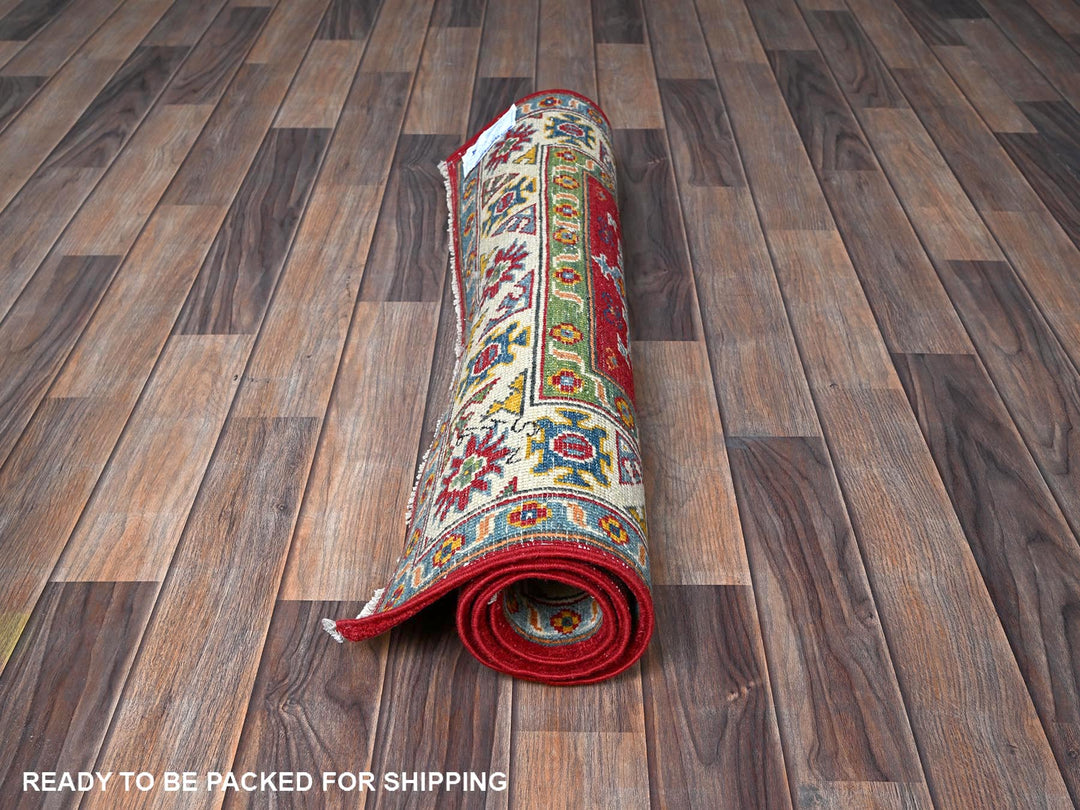 2'11" x 3'11" New Hand Knotted Red Wool Rectangle Oriental Rug - MOA102410