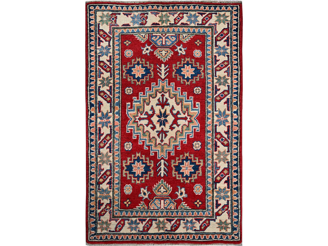 2'7" x 4'0" New Hand Knotted Red Wool Rectangle Oriental Rug - MOA102411