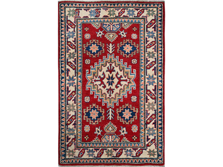2'7" x 4'0" New Hand Knotted Red Wool Rectangle Oriental Rug - MOA102411