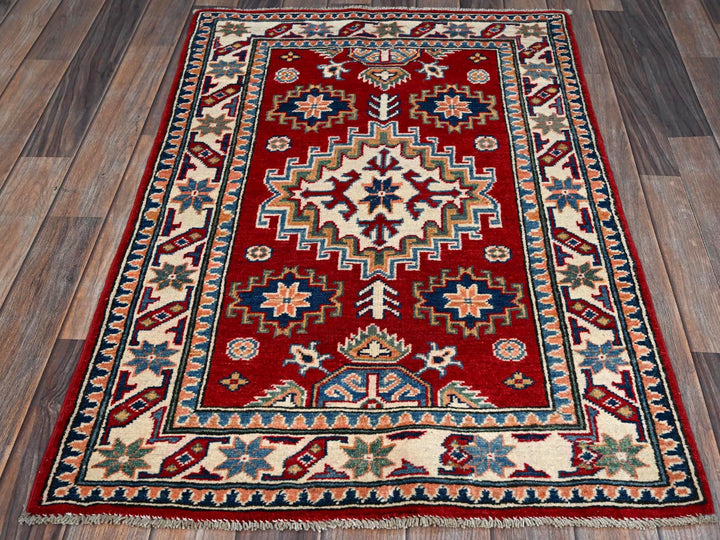 2'7" x 4'0" New Hand Knotted Red Wool Rectangle Oriental Rug - MOA102411