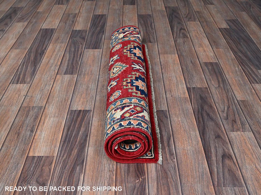 2'7" x 4'0" New Hand Knotted Red Wool Rectangle Oriental Rug - MOA102411