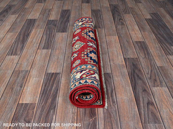 2'7" x 4'0" New Hand Knotted Red Wool Rectangle Oriental Rug - MOA102411