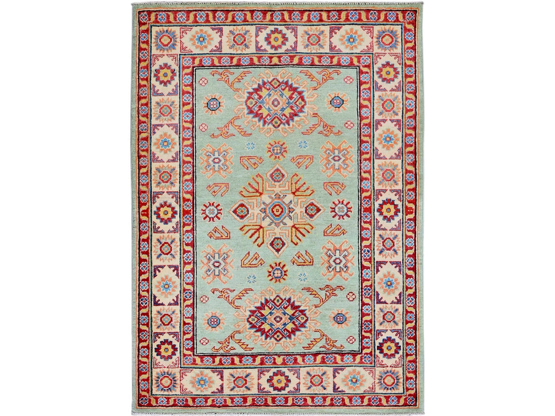 3'5" x 4'11" New Hand Knotted Green Wool Rectangle Oriental Rug - MOA102413