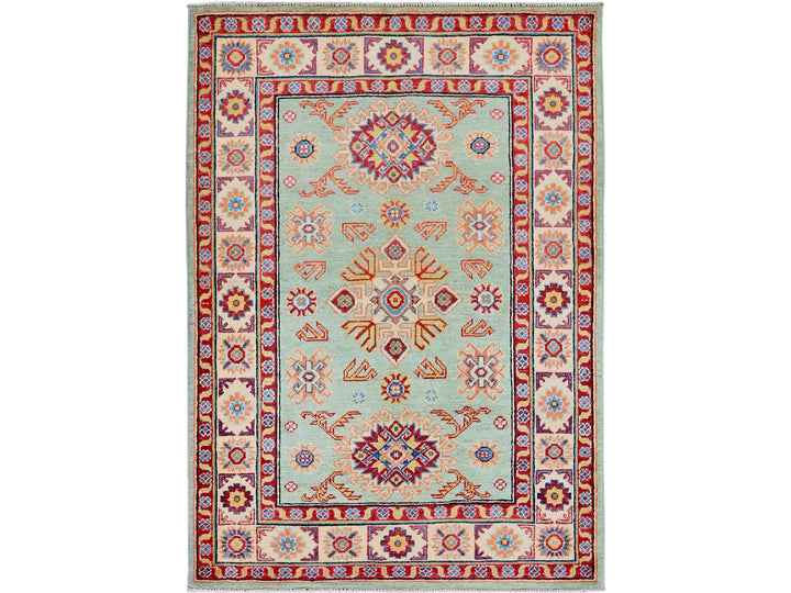 3'5" x 4'11" New Hand Knotted Green Wool Rectangle Oriental Rug - MOA102413