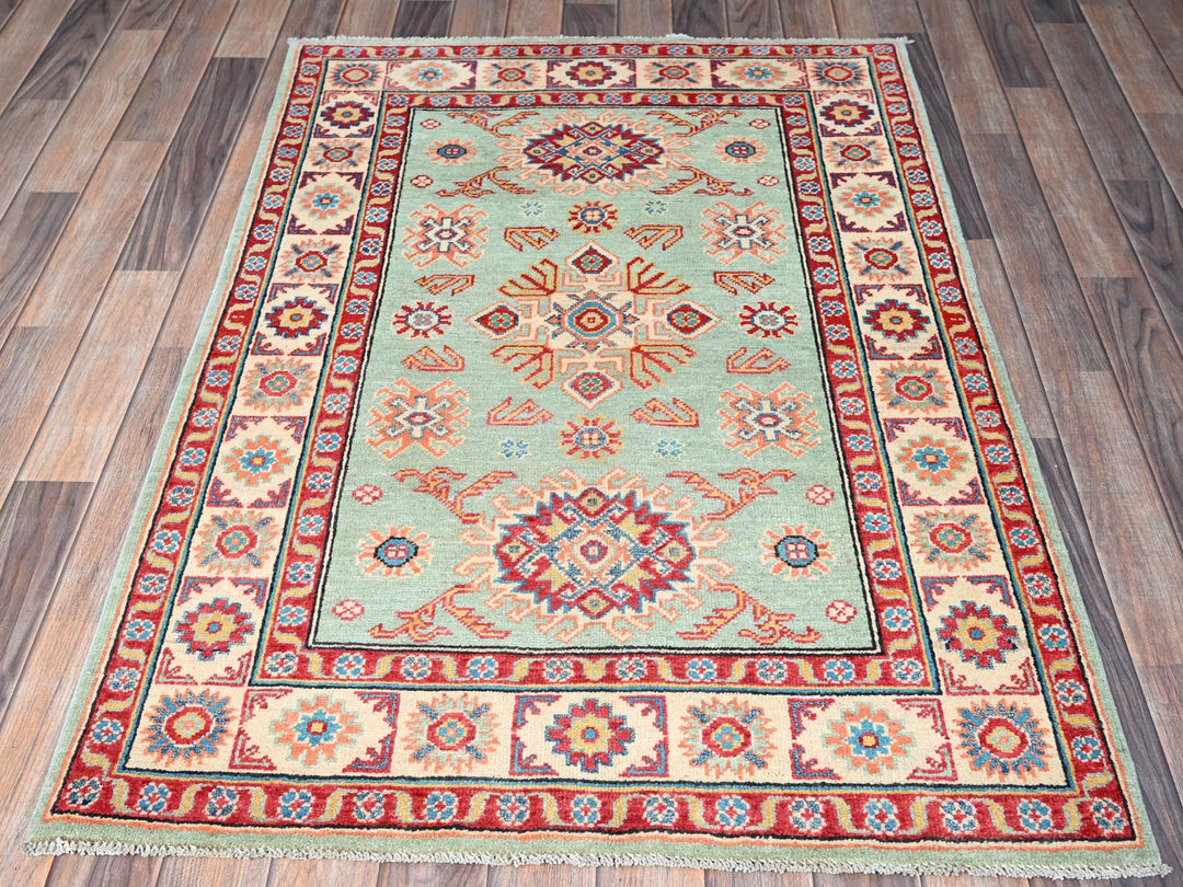 3'5" x 4'11" New Hand Knotted Green Wool Rectangle Oriental Rug - MOA102413