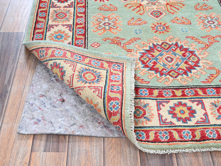 3'5" x 4'11" New Hand Knotted Green Wool Rectangle Oriental Rug - MOA102413