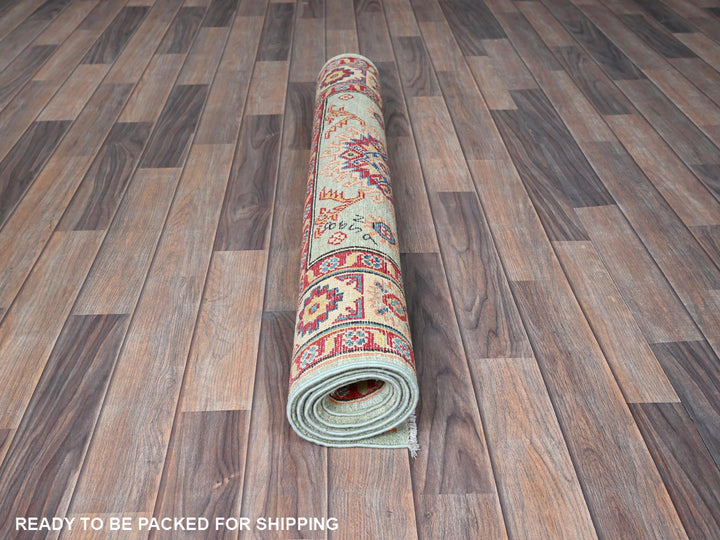 3'5" x 4'11" New Hand Knotted Green Wool Rectangle Oriental Rug - MOA102413