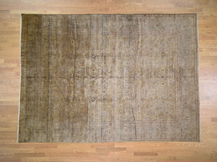 8'7" x 11'8" Vintage Hand Knotted Grey Wool Rectangle Oriental Rug - MOA10241570