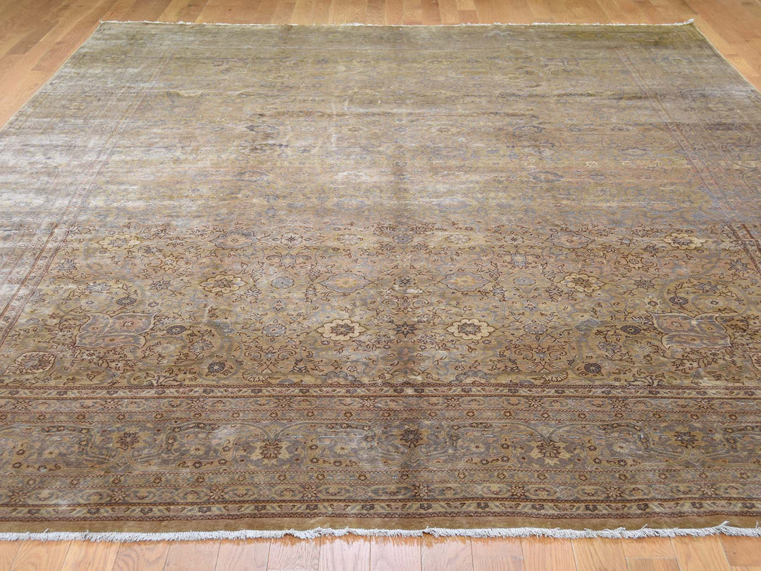 8'7" x 11'8" Vintage Hand Knotted Grey Wool Rectangle Oriental Rug - MOA10241570