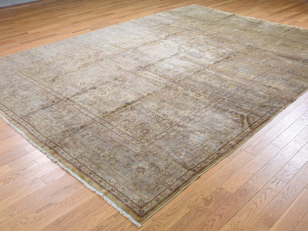 8'7" x 11'8" Vintage Hand Knotted Grey Wool Rectangle Oriental Rug - MOA10241570