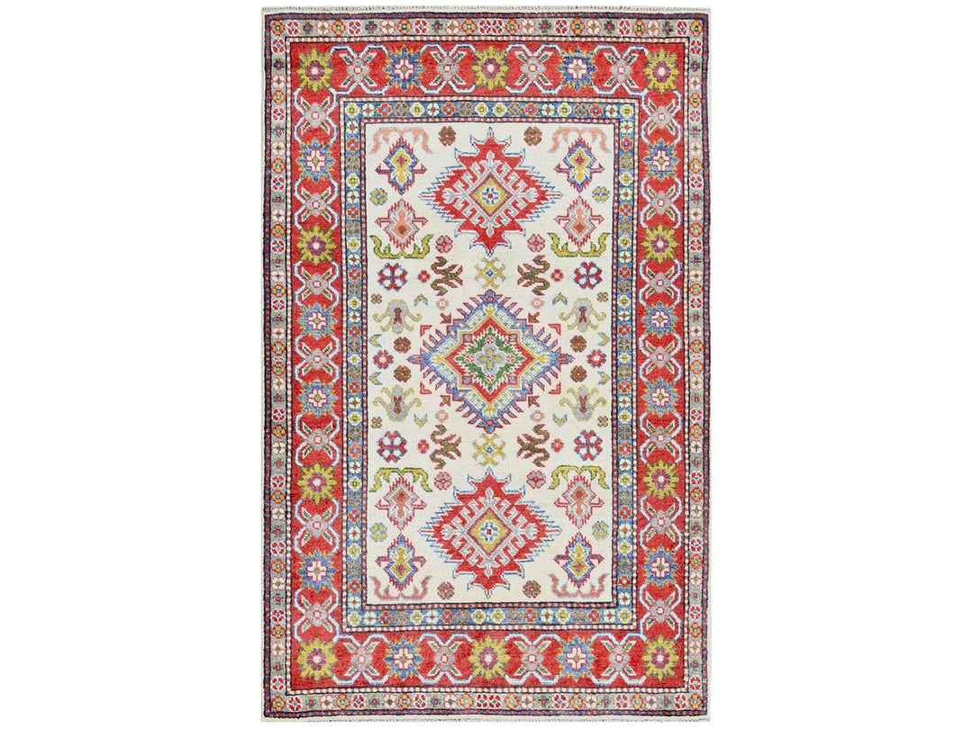 3'2" x 5'3" New Hand Knotted Ivory Wool Rectangle Oriental Rug - MOA102415