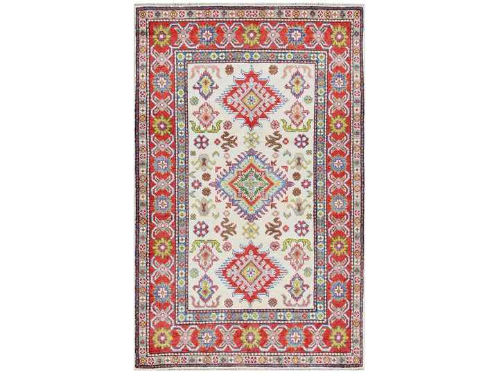 3'2" x 5'3" New Hand Knotted Ivory Wool Rectangle Oriental Rug - MOA102415