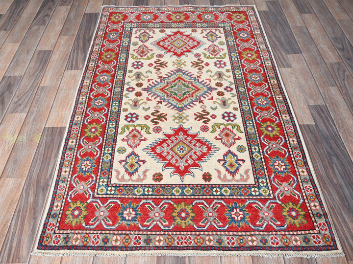 3'2" x 5'3" New Hand Knotted Ivory Wool Rectangle Oriental Rug - MOA102415