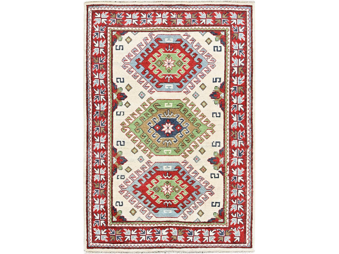 3'3" x 4'10" New Hand Knotted Ivory Wool Rectangle Oriental Rug - MOA102416