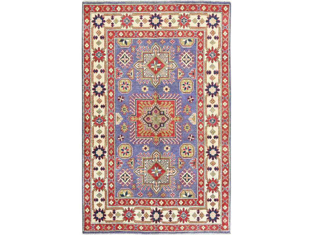 3'11" x 6'1" New Hand Knotted Purple Wool Rectangle Oriental Rug - MOA102417
