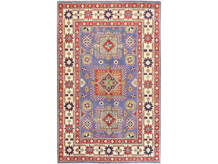 3'11" x 6'1" New Hand Knotted Purple Wool Rectangle Oriental Rug - MOA102417