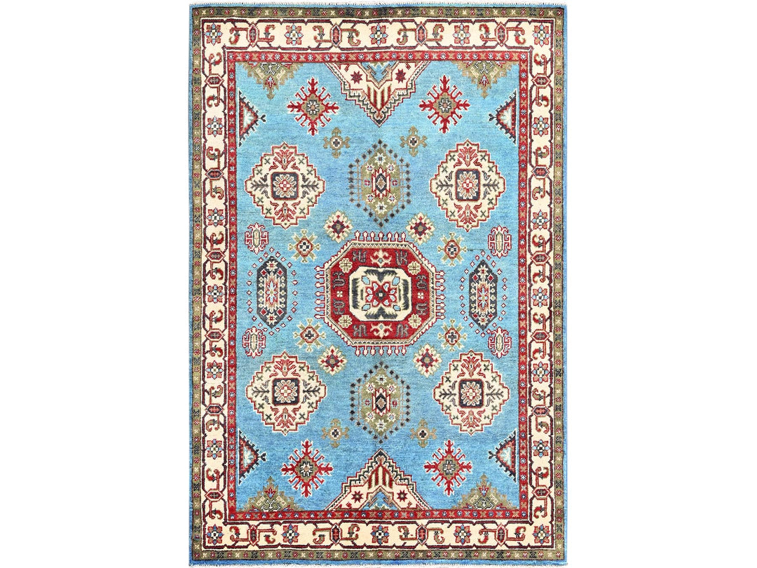 3'11" x 6'0" New Hand Knotted Blue Wool Rectangle Oriental Rug - MOA102418