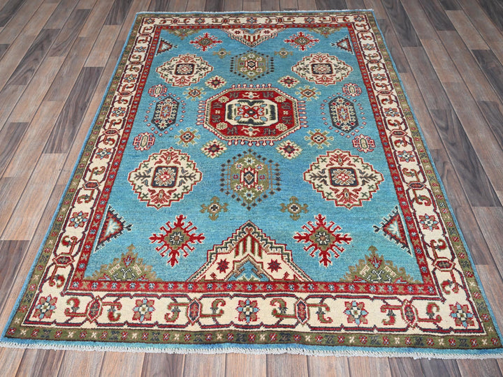 3'11" x 6'0" New Hand Knotted Blue Wool Rectangle Oriental Rug - MOA102418