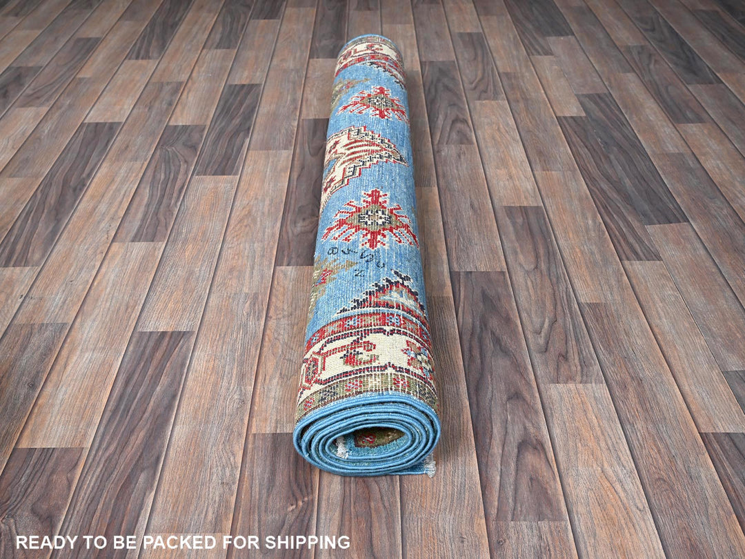 3'11" x 6'0" New Hand Knotted Blue Wool Rectangle Oriental Rug - MOA102418