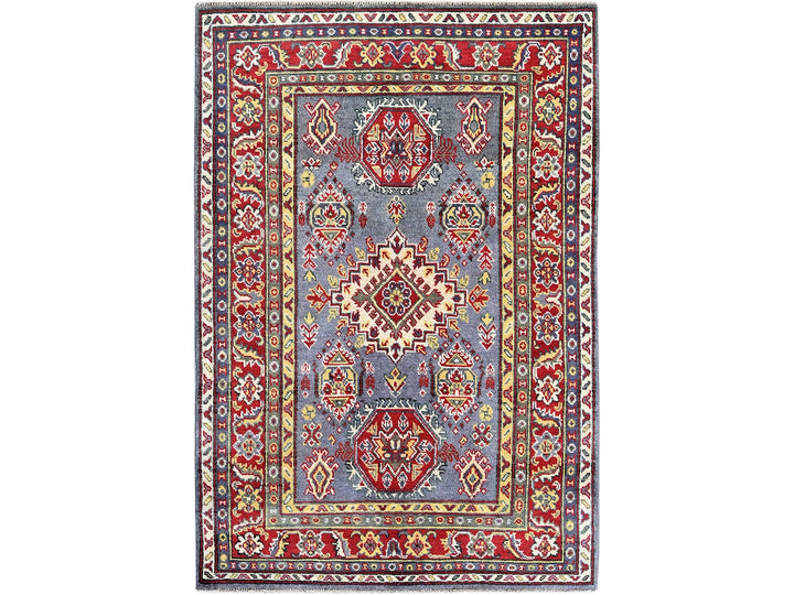 4'1" x 5'10" New Hand Knotted Grey Wool Rectangle Oriental Rug - MOA102419